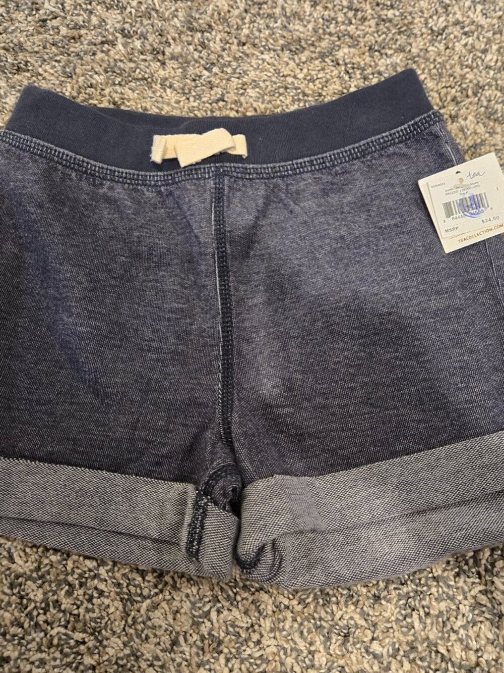 NWT Tea Collection Denim Like Cuffed Shorts Indigo 4